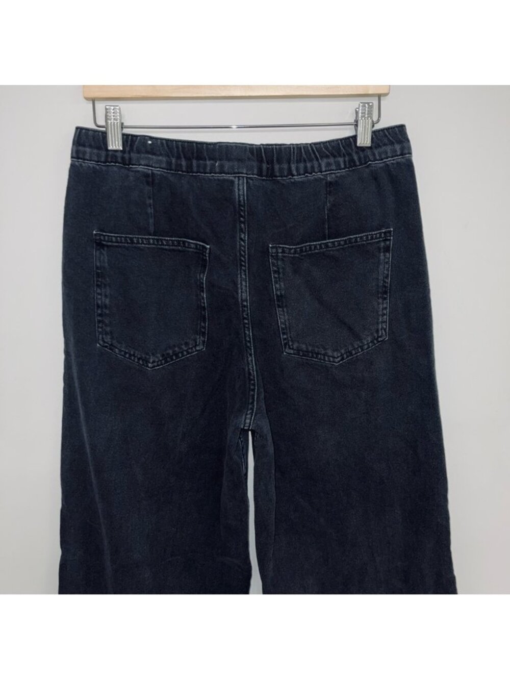 Zara Wide Leg Jeans Women’s Large Black Denim High Rise - Picture 11 of 16
